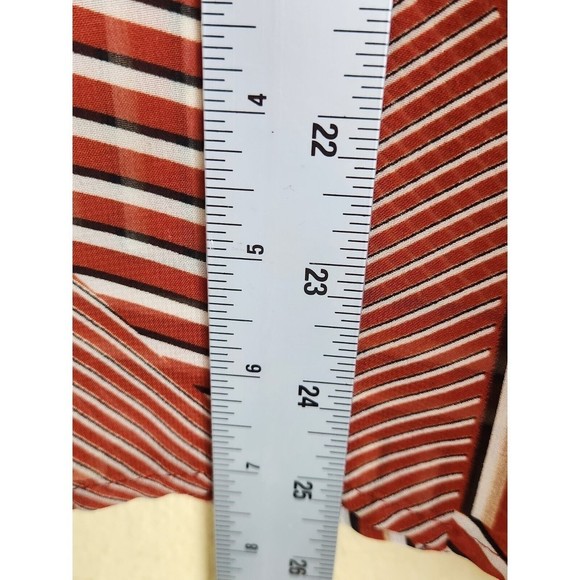 Mine  women's‎ Rust Orange White Sheer Geometric Top TANK Top Sleeveless size L - Picture 7 of 8